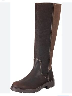 Clarks Two-Tone Dark Brown and Chestnut leather riding boot.  Opal Glow Boot